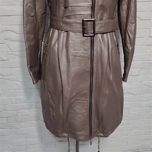 Gray Genuine Leather Jacket: Women's Belted Moto Style - Etsy