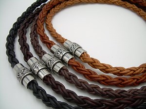 Mens Braided Leather Necklace: Thick Cord With Filigree Magnetic Clasp - Etsy