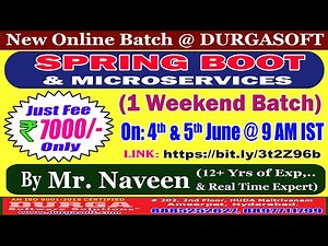 SPRING BOOT & MICRO SERVICES (1 Weekend Batch) Online Training @ DURGASOFT