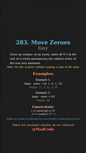 LeetCode 283: Move Zeroes - Can You Solve It?