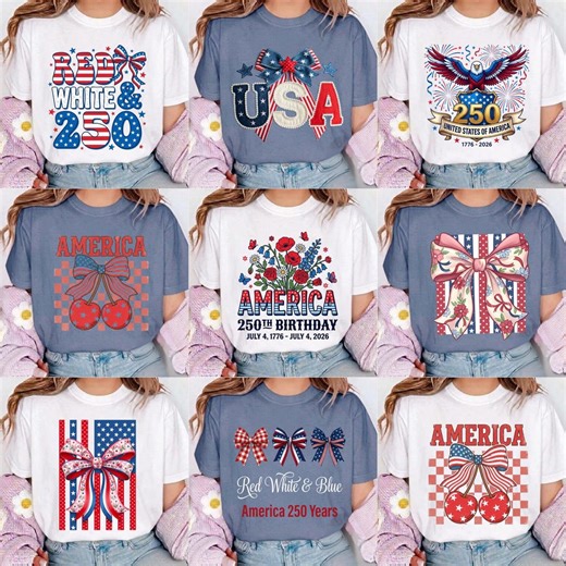 Retro 250th Anniversary USA PNG Bundle: 4th of July Png 1776-2026 Png, Independence Day Png, Patriotic Coquette, Cut for Cricut, Silhouette - Etsy