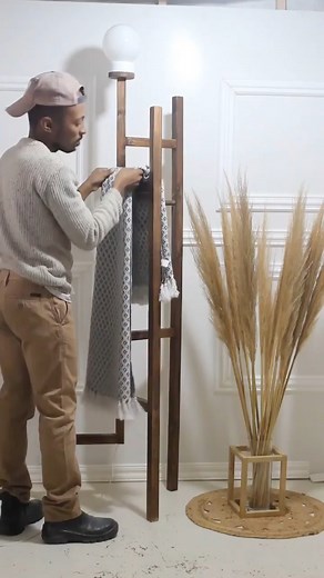 2.6K views · 23 reactions | Rustic Floor Lamp/ Blanket Ladder/ Hat Rack - so many functions really  #interiorinspo #Furniture #diyprojects #handmade #diy #woodworker #woodwork #interiordecor #homestyling #productdesigner | Create with Mo | Facebook