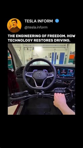 TESLA INFORM on Instagram: "This system isn't a "crutch" for a driver with limited mobility. It's a complete reboot of automotive control. The wheel integrates acceleration, braking, and steering into a single interface. Every input is precisely calibrated to safety standards, from parking to highway speeds. The key word is integration. It's not a set of adapters, but a holistic engineering system built for reliability and full control. True innovation lies not in complexity, but in restoring a 