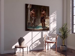 Muscular Men in Hammam - Traditional Bathhouse Art - Etsy