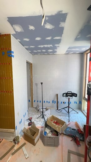 Quick sneak peek of our East Lansing project. It’s starting to look like a cool bathroom🤩 | Pritoria Homes