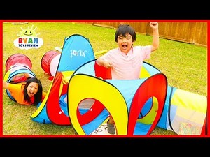 Kids Obstacle course play tent with Ryan vs Mommy!