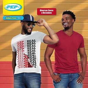 Faça a sua escolha com a nossa variedade de t-shirts para homem e fique com um visual moderno com os nossos fantásticos preços. Visite a loja PEP mais próxima e é só escolher! | PEP Angola