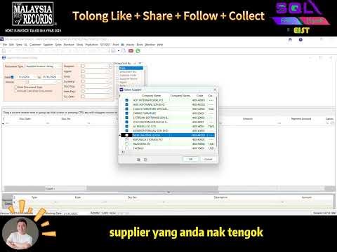 📑 Tutorial SQL Accounting: Cara Pratonton Senarai Dokumen Pembekal (Supplier Document Listing)