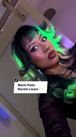 Rainbow neon hair for spring season🌈✨ I’ve been a long term fan of @ManicPanicNYC hair dye so this is a dream come true! I used electric lizard hair color cream all the time back in high school so recreating a fun rainbow look was nice! Shades used in this video: Electric Lizard, Electric Pink Pussycat, Electric Watermelon and Atomic Turquoise (this color doesn’t glow) - #manicpanicpartner #hairdye #ad #rainbowhair #blacklight #glowhairdye #hairtransformation #hairideas #hairinspo #neon #80s #a