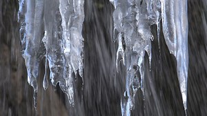 Waterfall and ice formations - Free Stock Video