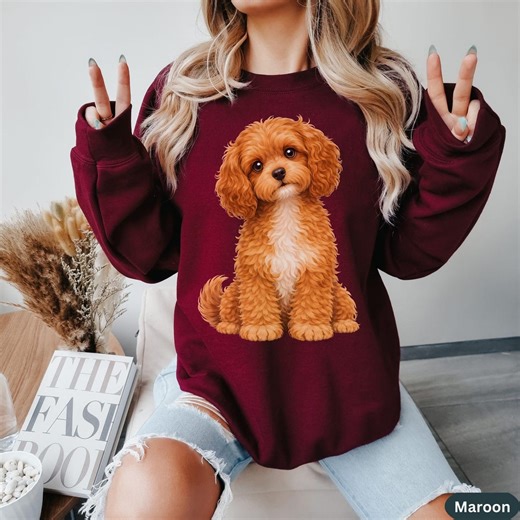 Red Cockapoo Dog Sweatshirt, Dog Lovers Person Gift - Etsy
