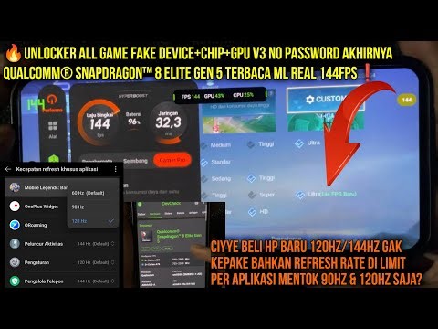 🔥New V3 ML 144Fps! 3 Module Gratis No Password Fake Device+Chip+Gpu Buka Grafik+Frame Rate All Game
