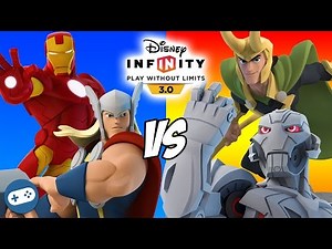 Thor and Iron Man VS Ultron and Loki Marvel Battlegrounds Disney Infinity 3.0