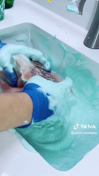 6K celebration and new collab with @MyshleStar ✨✨✨ 🙌🏻🙌🏻🙏🏻🙏🏻🥰🥰 This is part 1 with: 🔵 Berries and Tree Tea @Fabulosobrand 🟢 Pine @Pinalen ⚪️ OG Comet When did OG comet give such a beautiful teal color!! 😳🤯😲 the initial fluffs that moved into watery squeezes had me melting 🫠🤭 Thank you all 6K  for supporting my cleantok journey and for the collabs 🎉🎊🥳🍾 #asmr #asmrmomma #suds #fyf #fyp