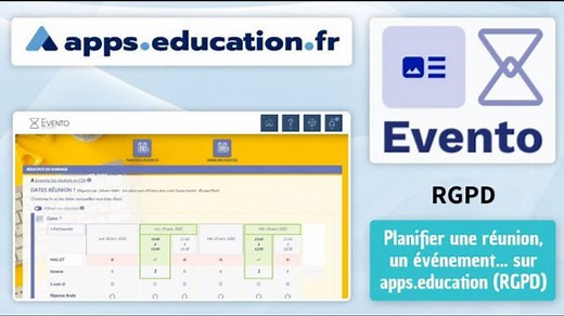 Tutoriel - Evento par Renater / Apps-education de l'EN (planifier événement, réunion, RDV...)