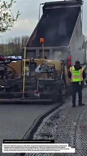 Asphalt Paving Process Using Asphalt Paver | Road Construction Equipment in Action.