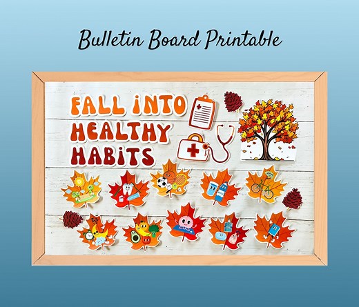 Fall Healthy Habits Bulletin Board Kit: School Nurse Office Decor (PDF Printable Set) - Etsy