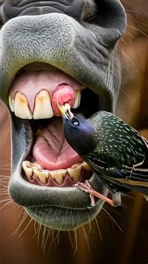 Tiny Dentist, GIANT Patient! Bird's Shocking Tooth Extraction! 🦷 #shorts #wildlife