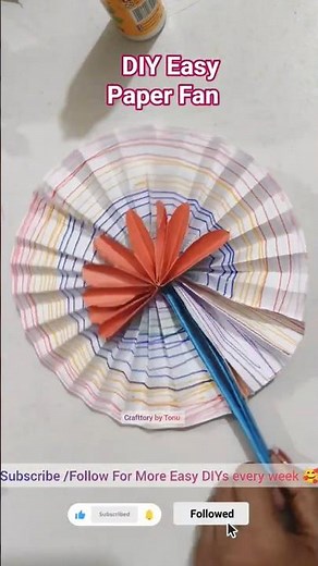 DIY Easy Paper Fan Making 🌸 | Simple Paper Craft for Beginners #Shorts