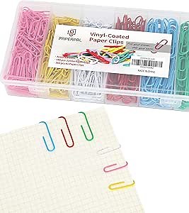 Amazon.com : PAPERPAL Paperclips for Office School & Personal Use, Duo Size Vinyl Coated Paper Clip (2" & 1-2/7"), 540 Large & Medium Size Paper Clips (360 in No.1 Size, 180 in Jumo Size), Assorted Color : Office Products