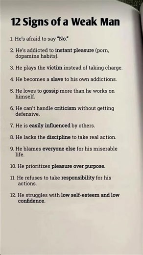 12 Signs of a Weak Man 💔 | Hard Truths Men Must Hear #Psychology Facts #LifeTruths