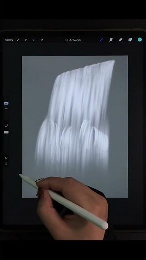 Fall Color Waterfall Draw With iPad Procreate #shorts