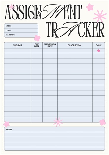 Student Assignment Tracker Printable Homework Planner Task Checklist Canva Template - Etsy