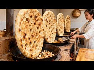 Giant Chinese Village Flatbread-Scrape it up first, then eat it!｜巨型农村大饼｜中国特色美食 | ASMR