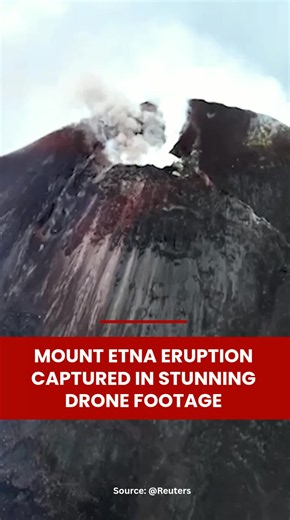 Aerial footage captures lava streaming down the slopes of Mount Etna, Europe's largest active volcano, following increased volcanic activity. Authorities on Friday raised the alert level as a precaution while continuing to closely monitor the volcano.