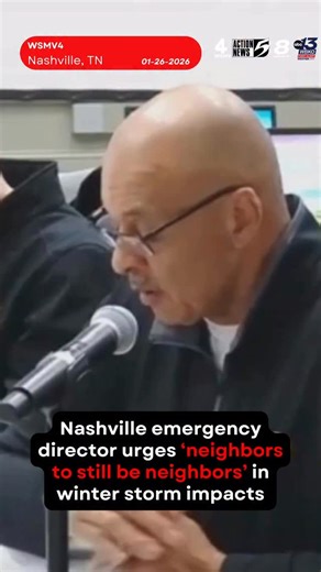 Nashville Emergency Management Director Chief William Swann implored for “neighbors to still be neighbors” as the city works through the winter storm, which left tens of thousands without power and a thick coat of hazardous ice on roads. | WSMV 4, Nashville