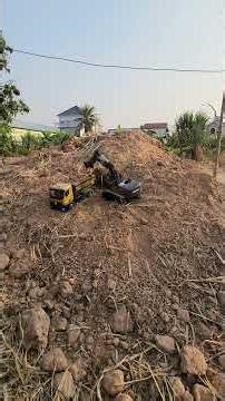 RC Excavator Digging Deep: Heavy Duty Loading Action on the Dirt Pile