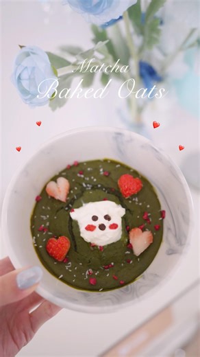Matcha Baked Oats❣️抹茶のベイクドオーツ #healthyrecipes #healthydessert #ヘルシースイーツ #ダイエットレシピ