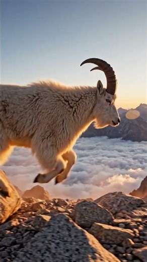 Mountain Goats Climbing an Impossible Cliff