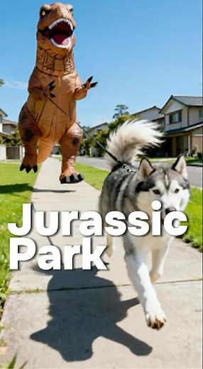 POV: Walking a Husky in a T-Rex suit... (GONE WRONG) 🦖💨