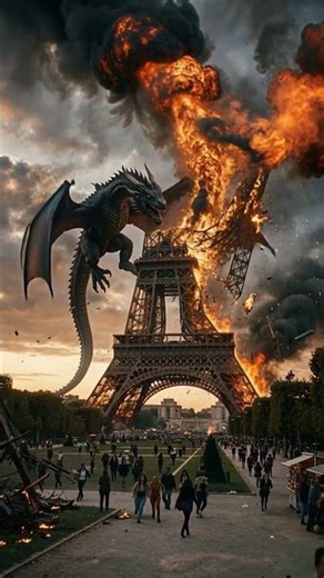 Dragon Destroys the Eiffel Tower 🐉🔥