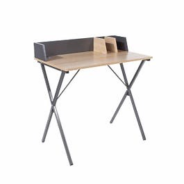 Loft Study Desk, Grey, Metal Cross Legs