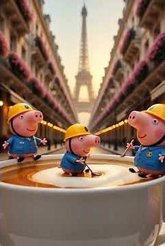 Peppa Pig in Paris ☕🎡 | Miniature Coffee Adventure | Surreal Cartoon