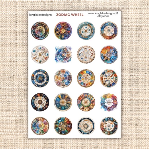 Zodiac Wheel Sticker Sheet, Laminated Durable Waterproof Vinyl With 20 Zodiac Icons, Astrology Decor, Gift for Astrology Lovers - Etsy