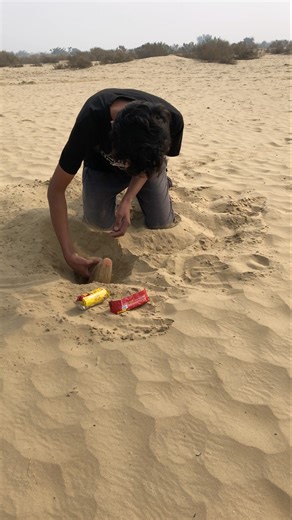 Extracting food and drink in desert 🌵 under sand #survival #experiment #lifehacks #outdoors #food