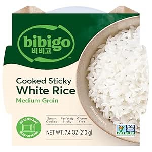 Bibigo Korean Sticky White Rice, Microwavable, Zero Trans Fat, 7.4 Ounce (Pack of 1)