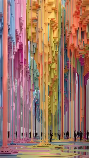 Spatial Pixel Sorting / Polychromatic Series Midjourney v7 Fictional Diffusion-Rendered Architectures | Joshua Vermillion