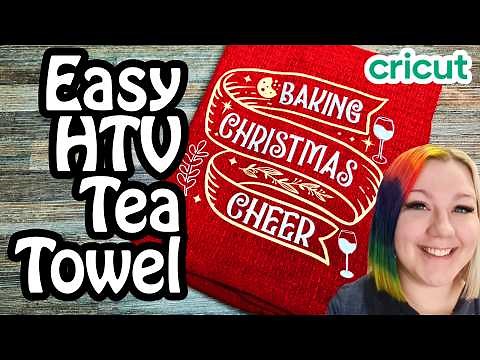 🎄Crafting a Festive Christmas Tea Towel with HTV Using My Cricut ✨