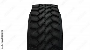 New car tire wheel rotation animation at white background. Wheel replacement. Road safety concept. Seamless loopable background.