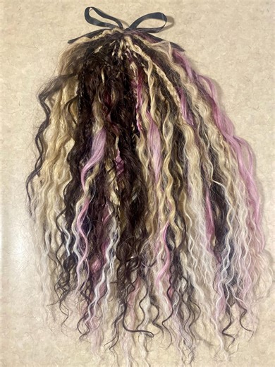 25 Curly Boho Dreadlock Extensions – Lavender, Brown, Blonde Mix Synthetic Locs - Etsy