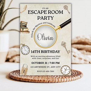 Escape Room Birthday Invitation, Mystery Clue Party (digital Template) - Etsy