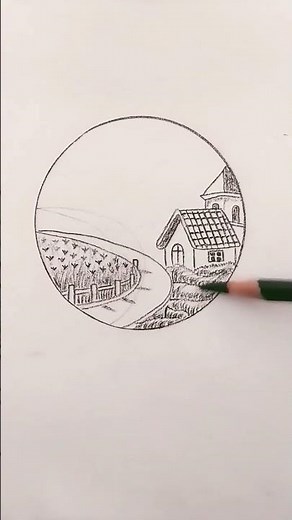 How to draw beautiful garden house | Step by step garden house art and sketch.