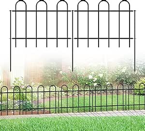 FOREHOGAR Metal Garden Fence 18 in H x 16 ft L, No dig Garden Border Yard Fencing, Dog Fence Outdoor Temporary Animal Barrier for Flower Bed Lawn and Patio, 8 Panels + 9 Stakes Black