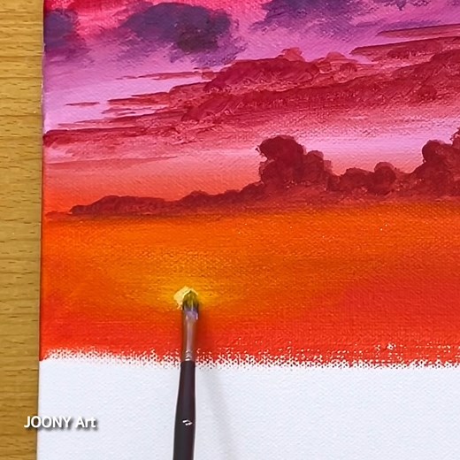 Red Sunset Acrylic Painting #art #painting #acrylicpainting | Joony art