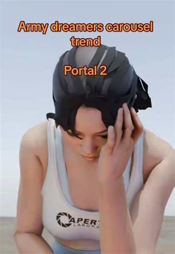 Chell and the companion cube Army dreamers carousel trend #portal #portal2 #chell #companioncube