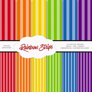 Seamless Paper Pattern, Rainbow Theme, Striped, Bright, Vibrant, Background, Printable Digital Paper, Commercial Use - Etsy Canada